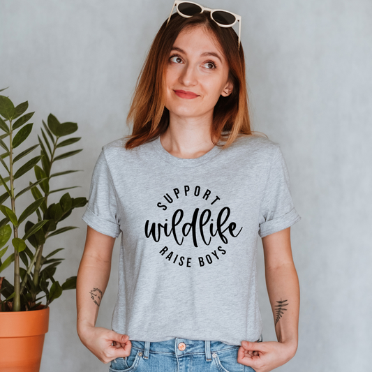 Support Wildlife. Raise Boys. T-shirt | Mothers Day | Gildan Softstyle