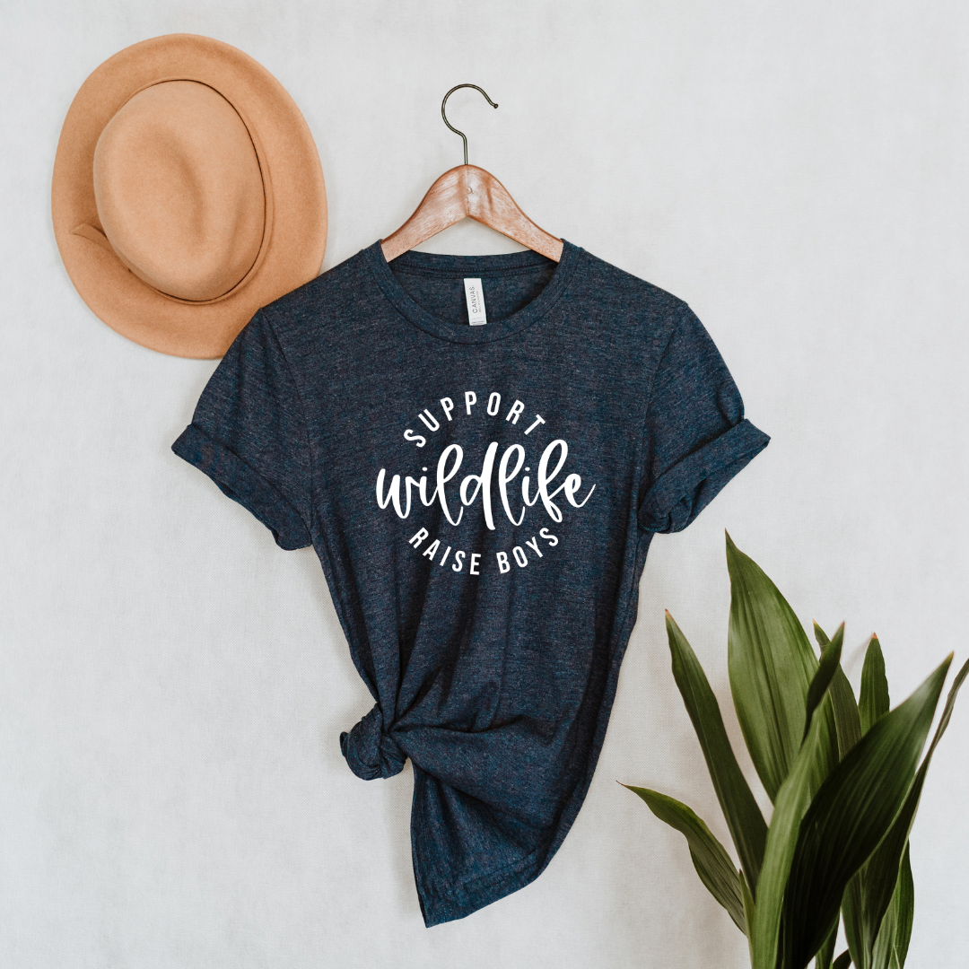 Support Wildlife. Raise Boys. T-shirt | Mothers Day | Gildan Softstyle